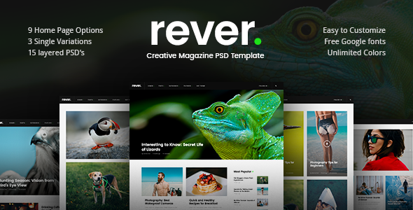Rever - Creative Magazine PSD Template