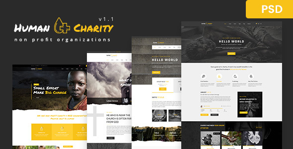 Human Charity - Multi-Purpose Crowdfunding, Church, Fundraising, Non-Profit PSD