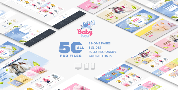 BabyBoo | Clothes, Shoes, Toys, Gifts Store | Сhildren & Babies | Fully Responsive | PSD template