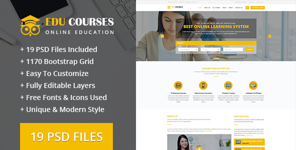 Edu-Courses Online Education PSD Template