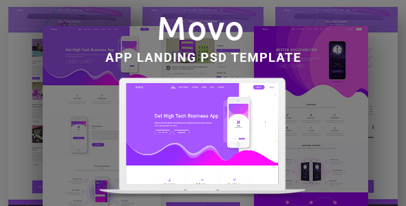 Movo App Landing PSD Template