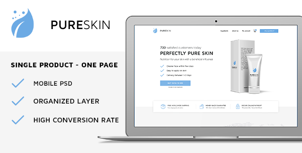 PureSkin - Single Product / Ecommerce / Bootstrap / PSD Template