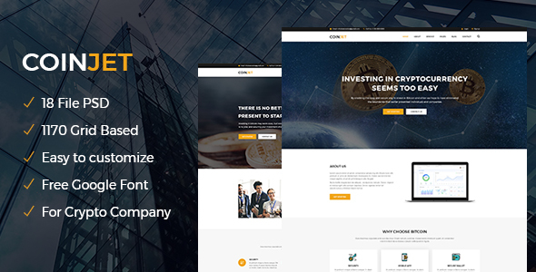 CoinJet | Bitcoin & Crypto Currency Psd Template