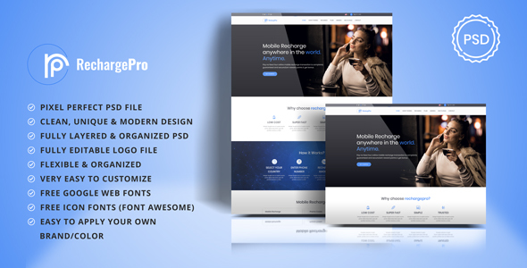 RechargePro - Online Mobile Recharge PSD Template