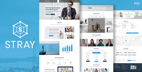 Stray - One Page Business PSD Template
