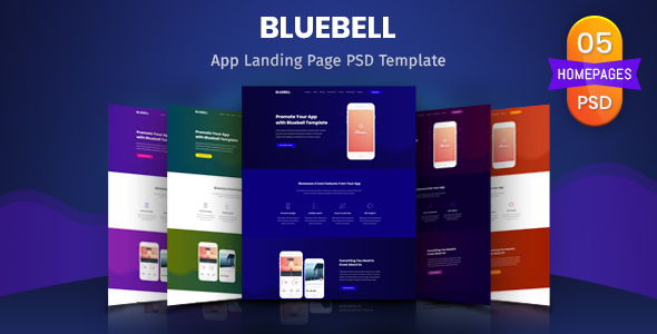 Bluebell - App Landing Page PSD Template