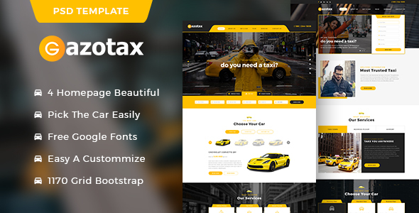 Gazotax - Taxi Service PSD Template