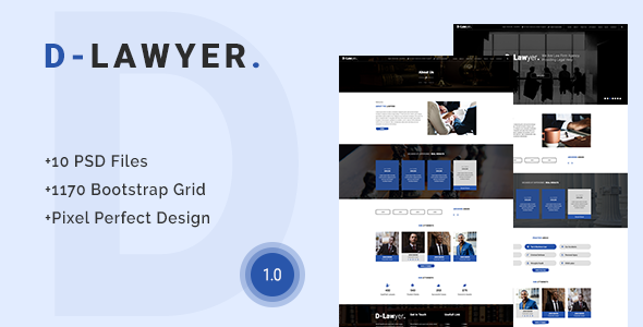 D-Lawyer - Lawyer, Law Firm PSD Template