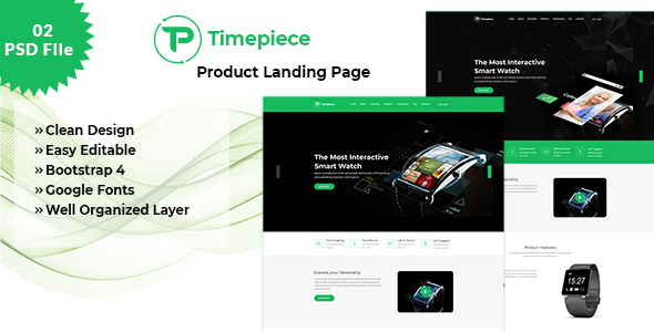 Timepiece - Product Landing Page PSD Template