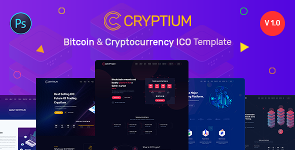 Cryptium - Bitcoin & ICO Landing Page PSD Template