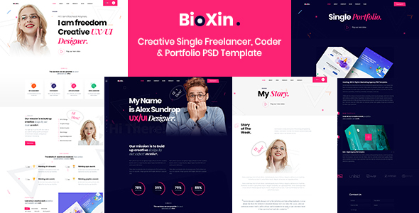 Bioxin - Single Freelancer, Coder & Portfolio PSD Template