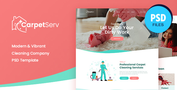 CarpetServ | Cleaning Company, Housekeeping & Janitorial Services PSD Template