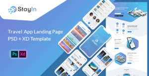 Stayin - App Landing Page PSD + XD Template