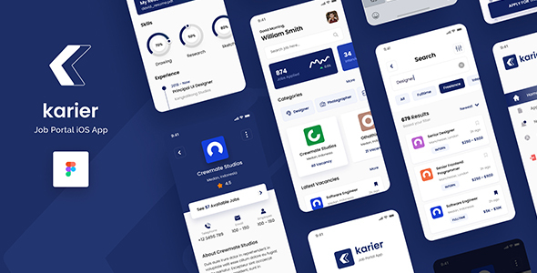 Karier - Job Portal iOS App Design UI Template Figma