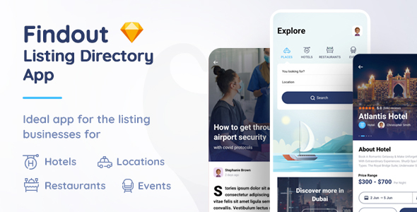 Findout - Listing Directory App Sketch Template