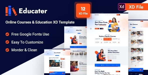 Educater - Online Courses & Education XD Template